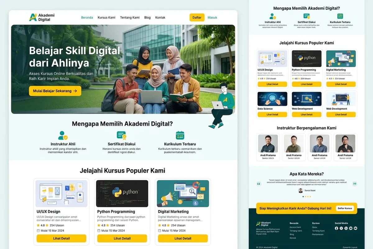 Tampilan desain Akademi Digital