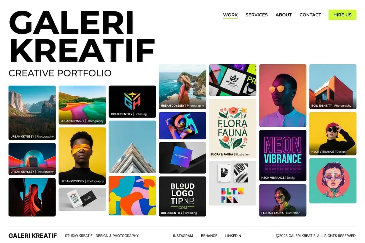 Tampilan desain Galeri Kreatif