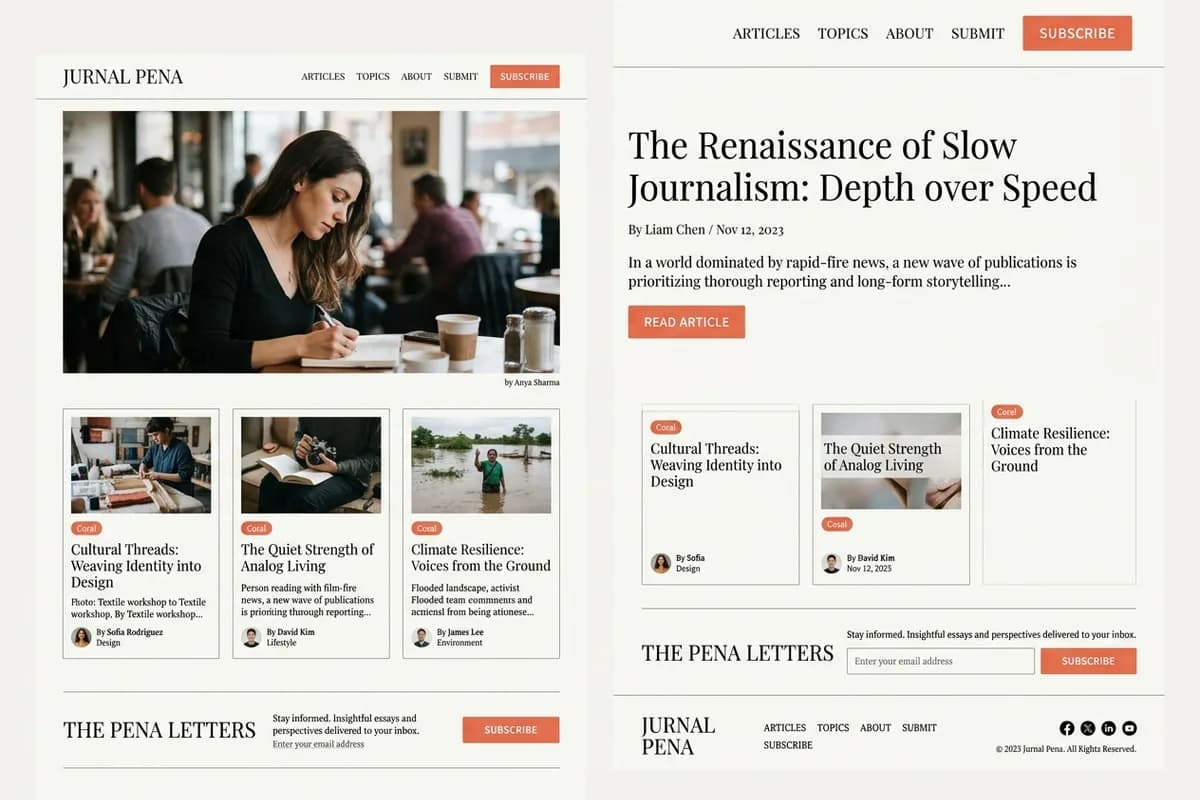 Tampilan desain Jurnal Pena