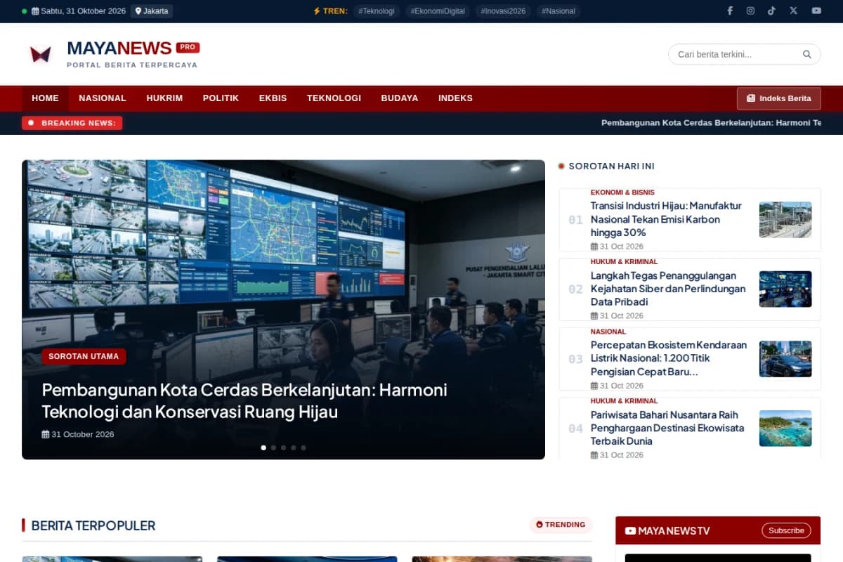 Tampilan desain Maya News